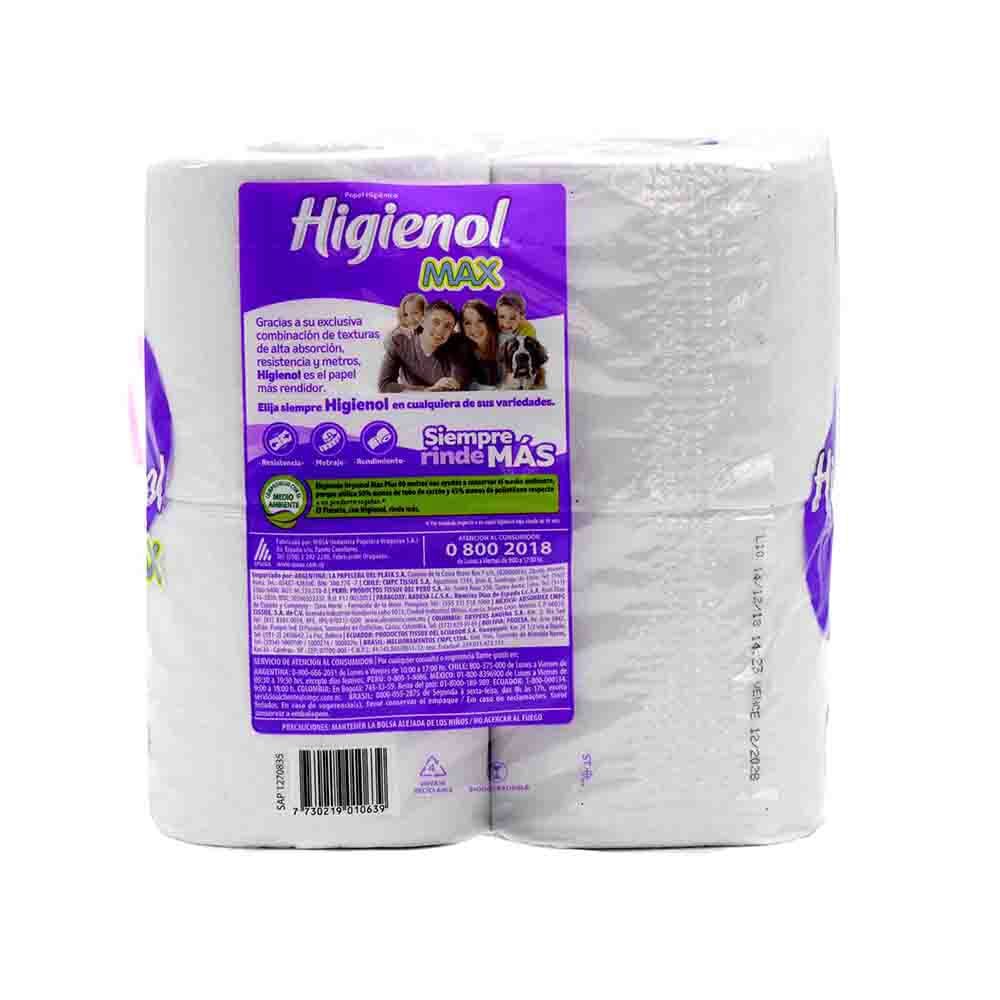 Papel Higiénico X4 Higienol Max Plus 80 Mts Tatauy