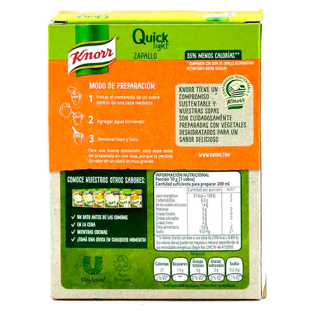 Sopa Quick Light Knorr Zapallo X5 4 3465