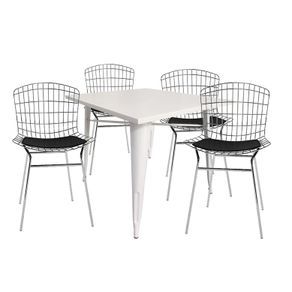 Mesa de comedor Blanco + Silla Bertoia Negro