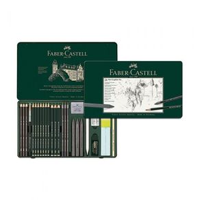 Set de Lapices De Grafito y carbonillas Faber Castell para dibujo en caja metalica