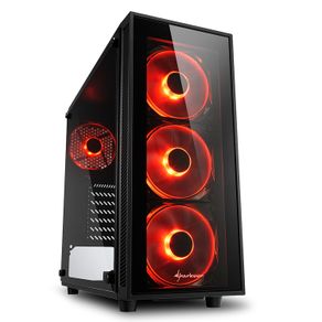 Gabinete Gamer Sharkoon Tg4, Vidrio Templado, 4 Ventiladores LED Rojo