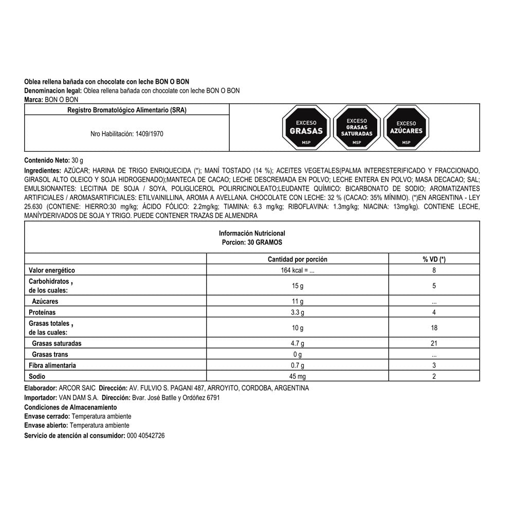 Oblea Rellena Bon O Bon Leche 30 G 2 301
