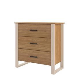 Comodas Cajoneras Industrial 3 cajones Beige/Madera